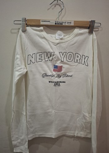 Beyaz Baskılı Uzun Kollu Kız Tişörtü - Görsel 2