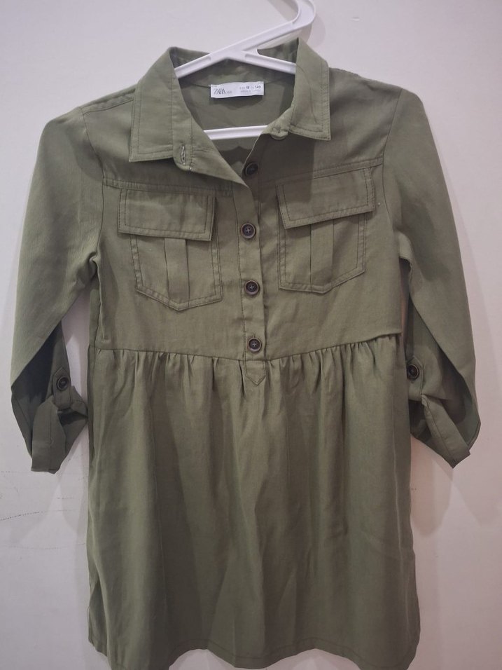 Zara Düğmeli Uzun Kolay Kesim Elbise - Görsel 2