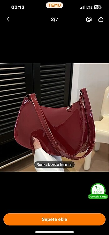 Bordo rugan kol çantası