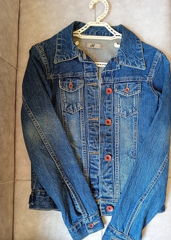 Kadın Mavi Düğmeli Denim Ceket