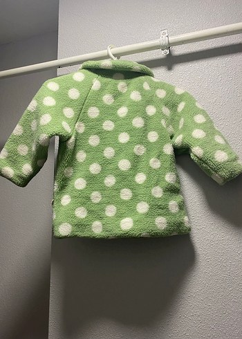 Kız Çocuk Yeşil Puantiyeli Düğmeli kaşe kaban - Görsel 3