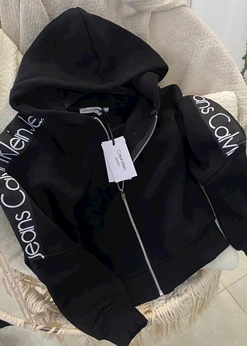 Calvin Klein Ck Siyah Fermuarlı Kısa Sweatshirt