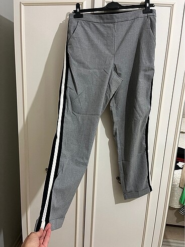 Mango yanı çizgili pantolon