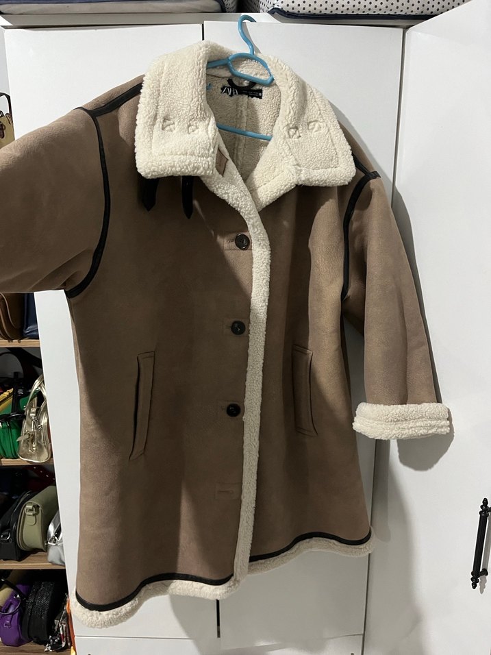 Zara Kahverengi Süet Kadın Ceket - Görsel 3