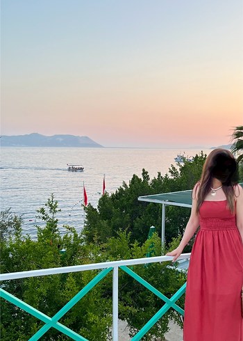 Zara Zara Kadın pamuklu Askılı midi Elbise
