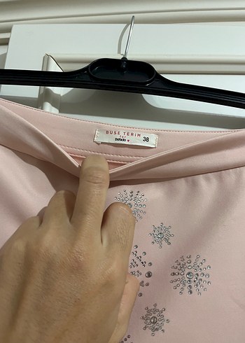 Defacto Buse terim koleksiyonu toz Pembe İşlemeli Mini Etek - Görsel 3