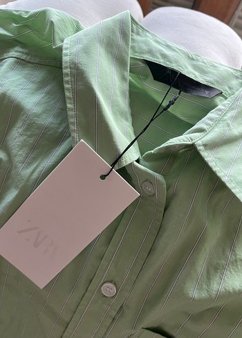 Zara çizgili oversize poplin gömlek - Görsel 5