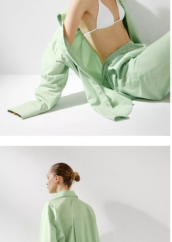 Zara Zara çizgili oversize poplin gömlek