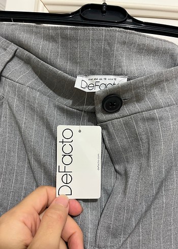 Gri Pilili Kadın Keten Kumaş Pantolon - Görsel 2