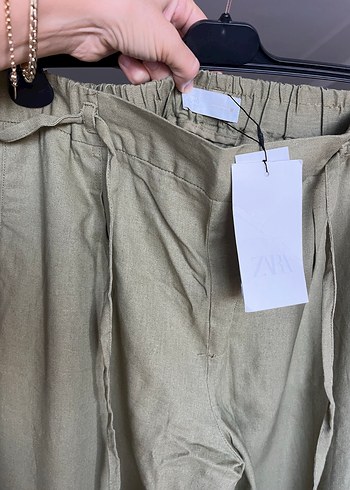 Zara kemerli geniş paça Keten Pantolon - Görsel 4