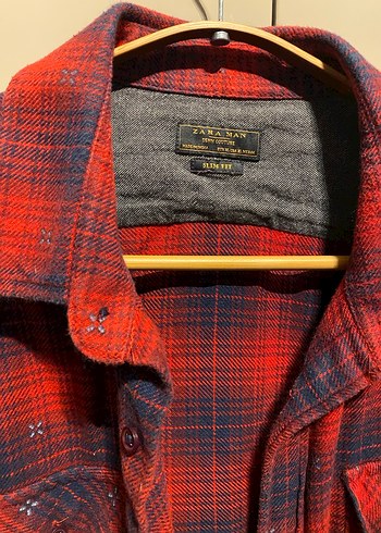 Erkek Ekoseli Kırmızı Zara Man Gömlek - Görsel 2