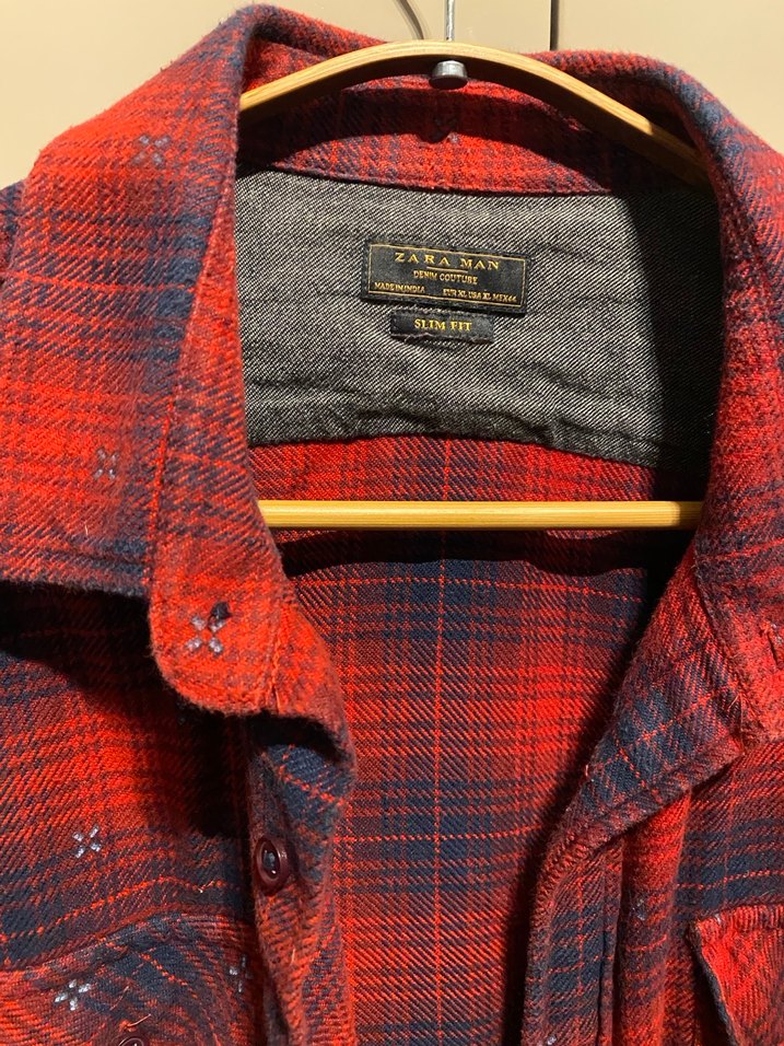 Erkek Ekoseli Kırmızı Zara Man Gömlek - Görsel 2