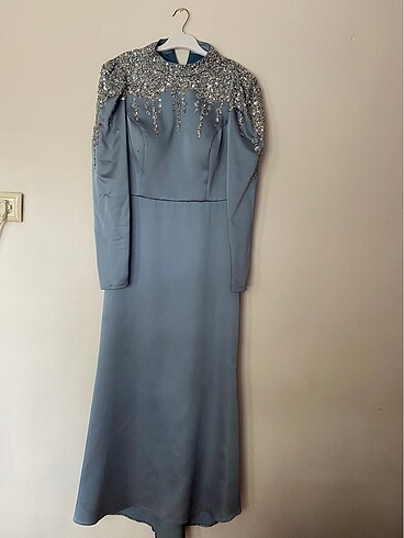 Bebe mavisi 40 beden 38 uyumlu saten abiye