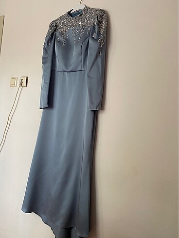 m Beden Bebe mavisi 40 beden 38 uyumlu saten abiye