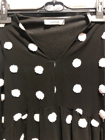 Puantiye şifon elbise - Görsel 3