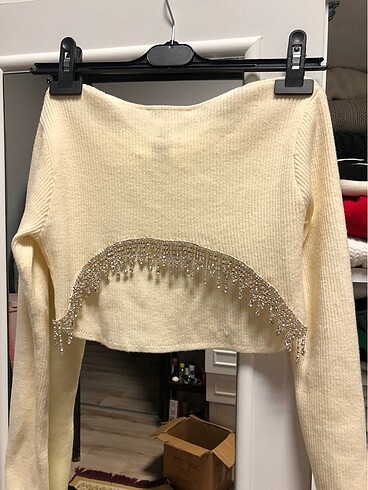 Zara triko taşlı crop - Görsel 2