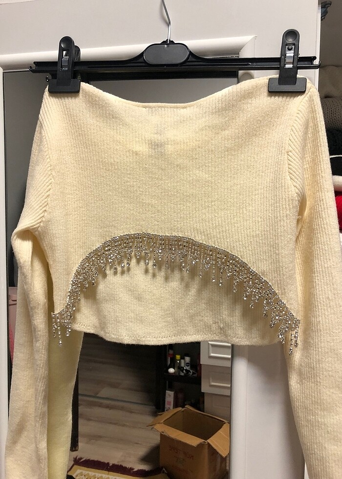 Zara triko taşlı crop - Görsel 2