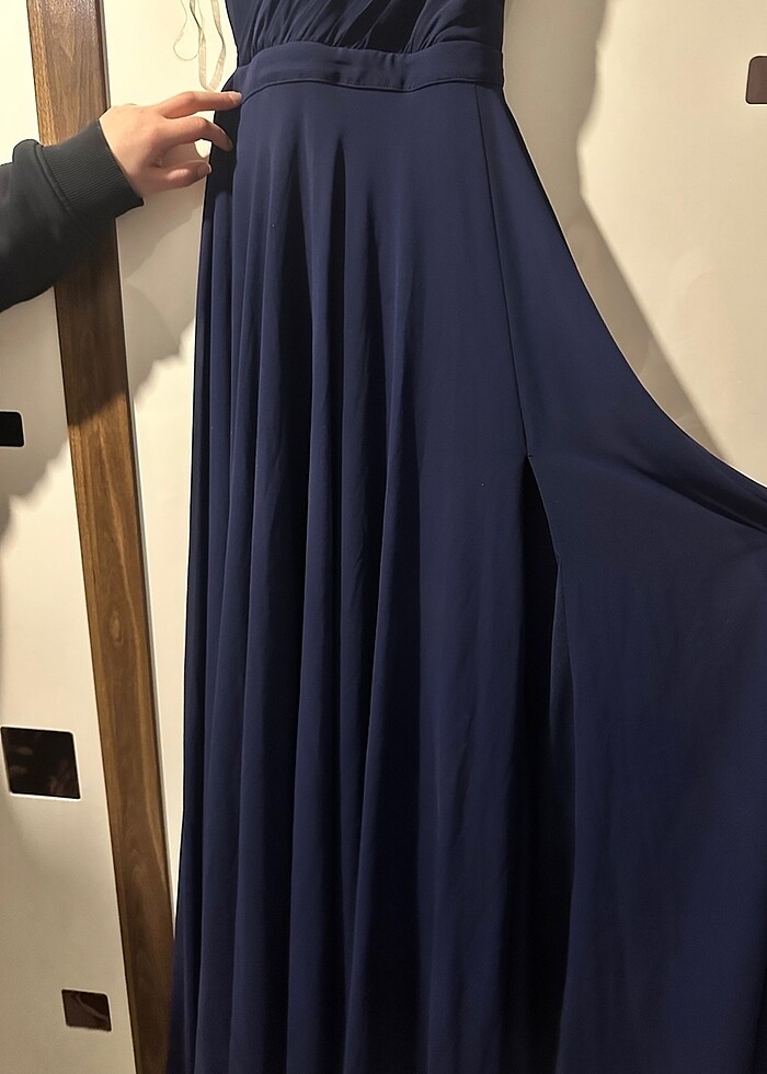 Lacivert Şifon Abiye Elbise - Görsel 3