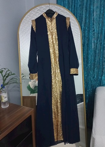 Uzun lacivert Gotik Kadın Elbise - Görsel 3