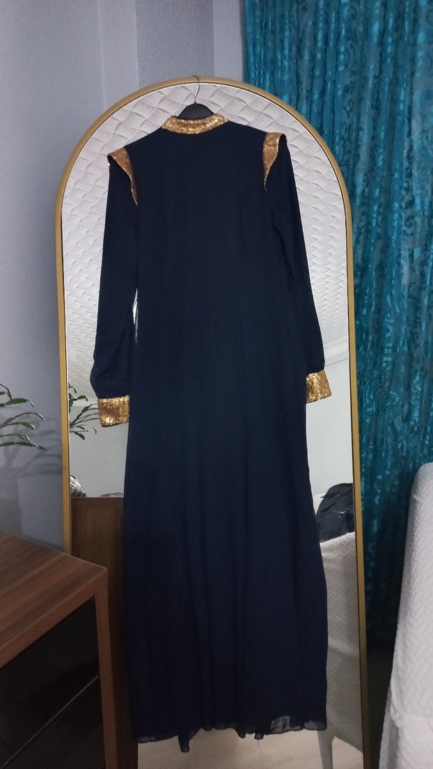 Uzun lacivert Gotik Kadın Elbise - Görsel 2