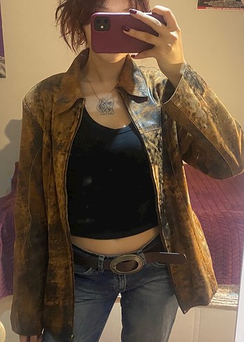 American Vintage Vintage Kahverengi Gercek Deri Ceket