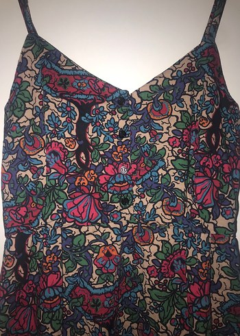 Desenli V Yakalı Elbise - Görsel 2