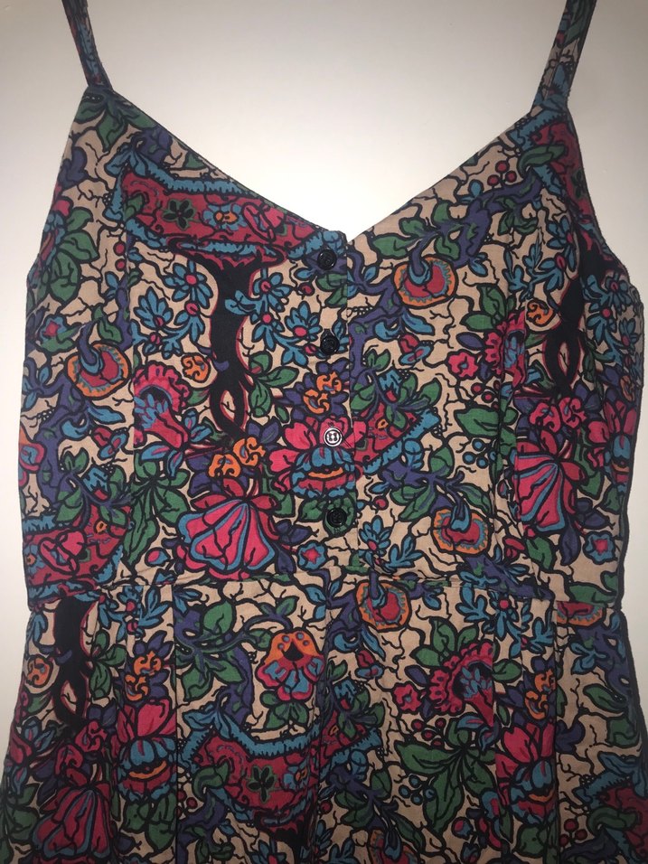 Desenli V Yakalı Elbise - Görsel 2