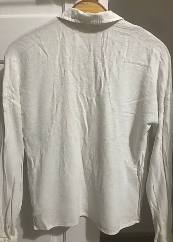 Uzun Kollu Beyaz Keten Gömlek - Görsel 3