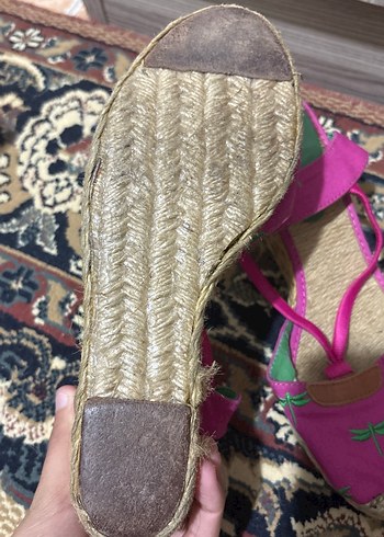 Nakışlı Pembe Kadın Dolgu Topuk Espadril - Görsel 3