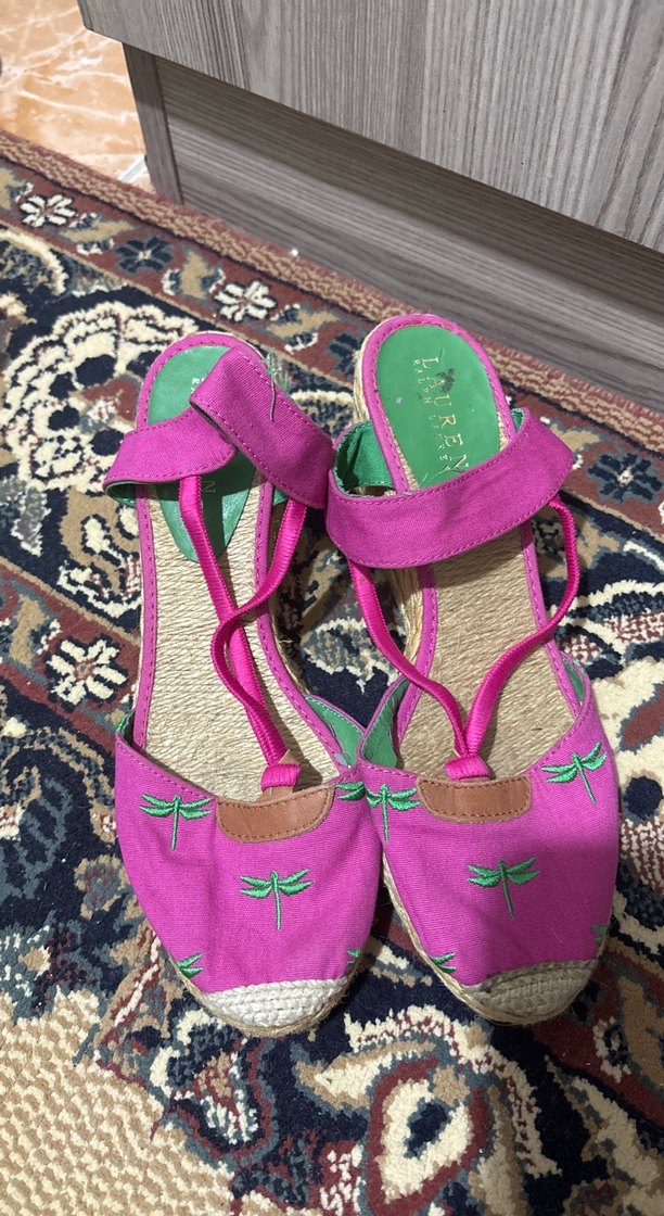 Nakışlı Pembe Kadın Dolgu Topuk Espadril - Görsel 4