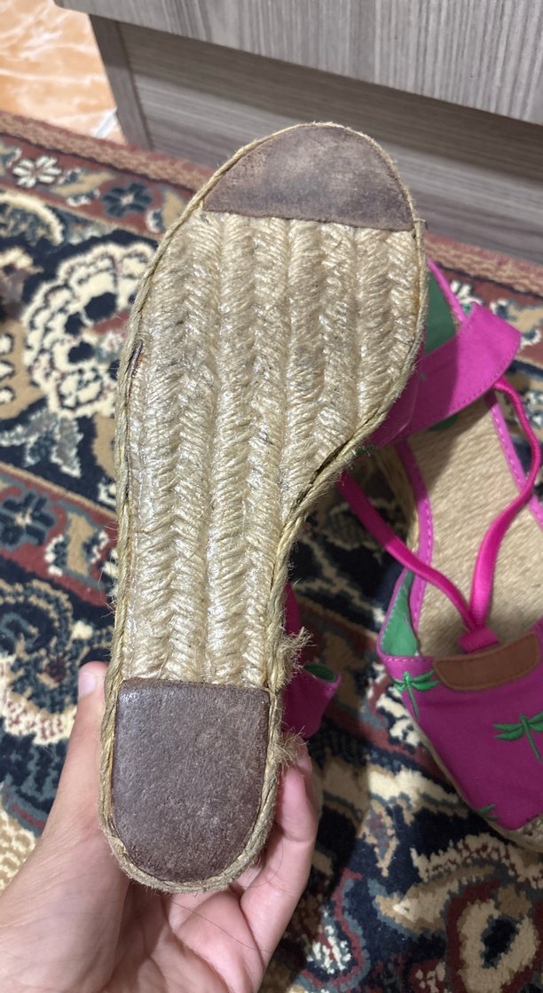 Nakışlı Pembe Kadın Dolgu Topuk Espadril - Görsel 3