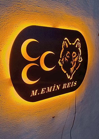Beden Üç Hilal ve Bozkurt LED ışıklı Tablo