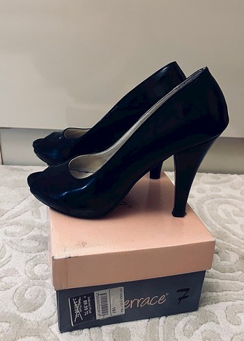 Kadın Siyah Rugan Topuklu Ayakkabı - Görsel 3