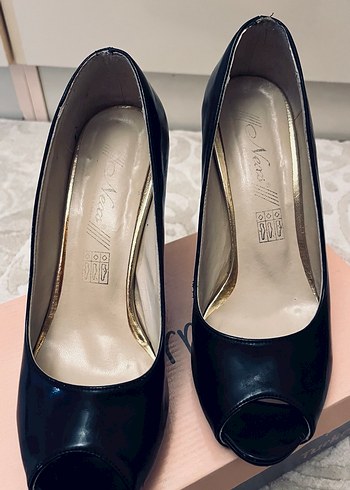 Kadın Siyah Rugan Topuklu Ayakkabı - Görsel 5