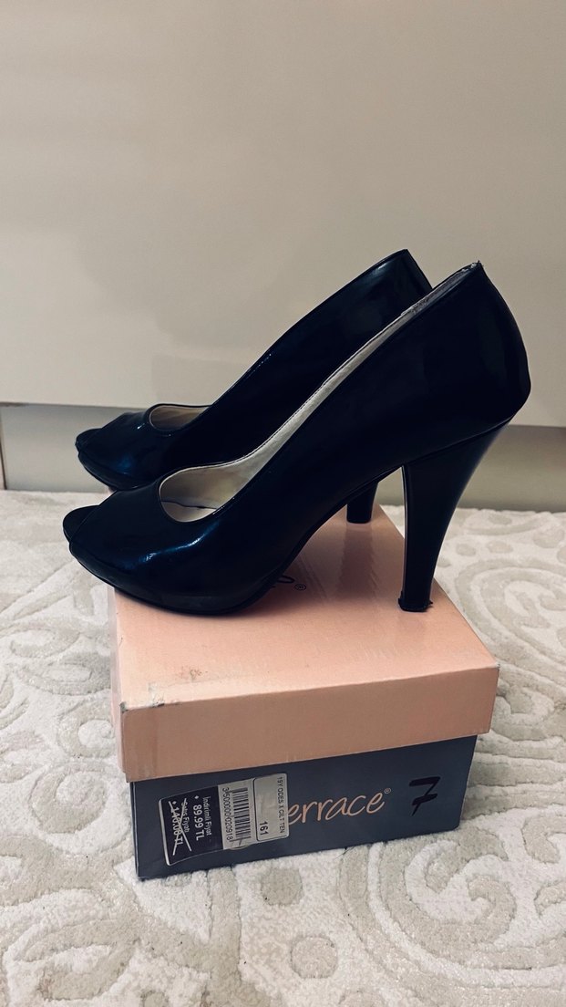 Kadın Siyah Rugan Topuklu Ayakkabı - Görsel 3