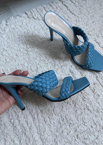 Mavi Örgü Detaylı Kadın Terlik - Görsel 4