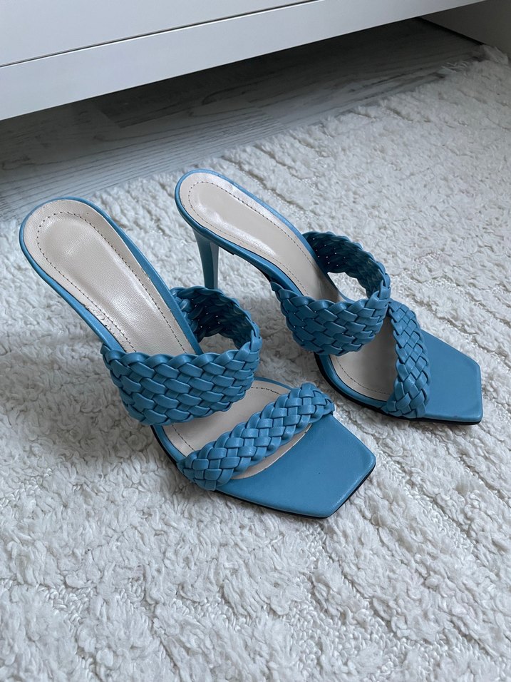 Mavi Örgü Detaylı Kadın Terlik - Görsel 3