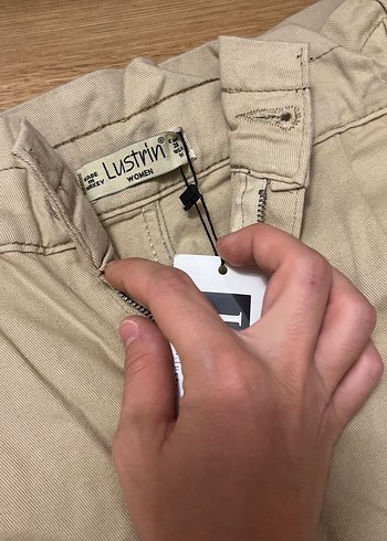 Zara Bej Bel Detaylı Salaş Kadın Kumaş Pantolon