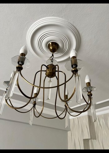 Ikea Bej Metal Avize Ve Kristal Detayli