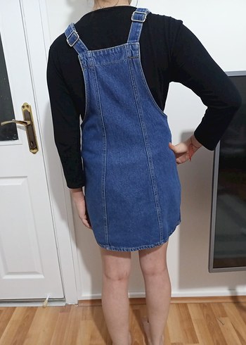 Kadın Mavi Denim Kısa Tulum - Görsel 2