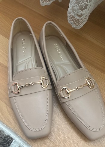 Bej Tokalı Kadın Topuklu Babet