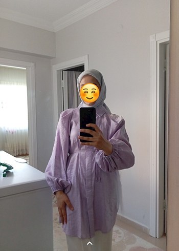 Diğer Puf Kollu Lila Keten Tunik