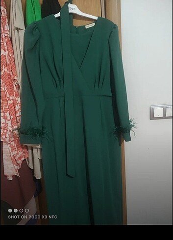 48 Beden Yeşil abiye elbise 