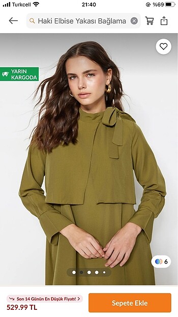 Trendyol & Milla Yeşil omuzdan bağlamalı elbise (HİÇ GİYMEDİM)