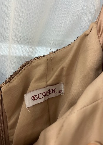 Parlak Bej Straplez Uzun Abiye Elbise - Görsel 7