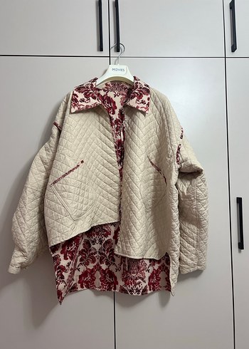 Bordo Desenli Bohem Kadın Kısa Ceket - Görsel 5