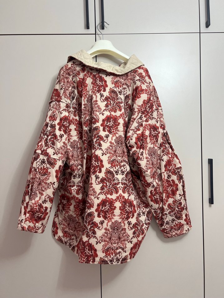 Bordo Desenli Bohem Kadın Kısa Ceket - Görsel 2