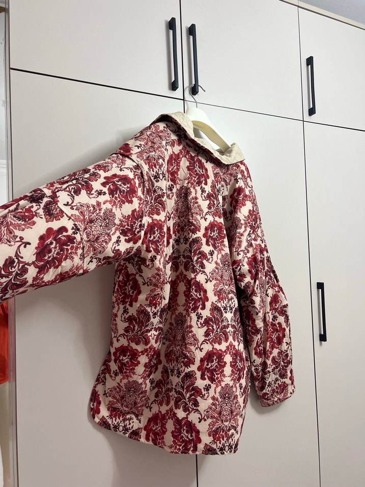 Bordo Desenli Bohem Kadın Kısa Ceket - Görsel 3