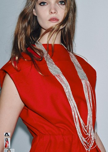 Kırmızı Yüksek Yakalı Midi Triko yelek - Görsel 2