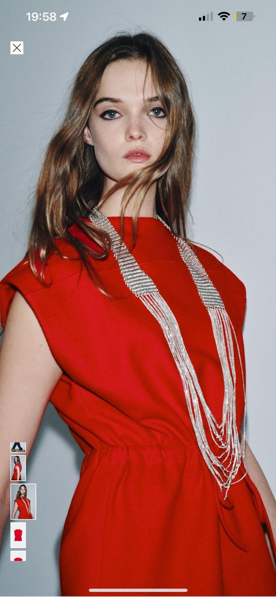 Kırmızı Yüksek Yakalı Midi Triko yelek - Görsel 2